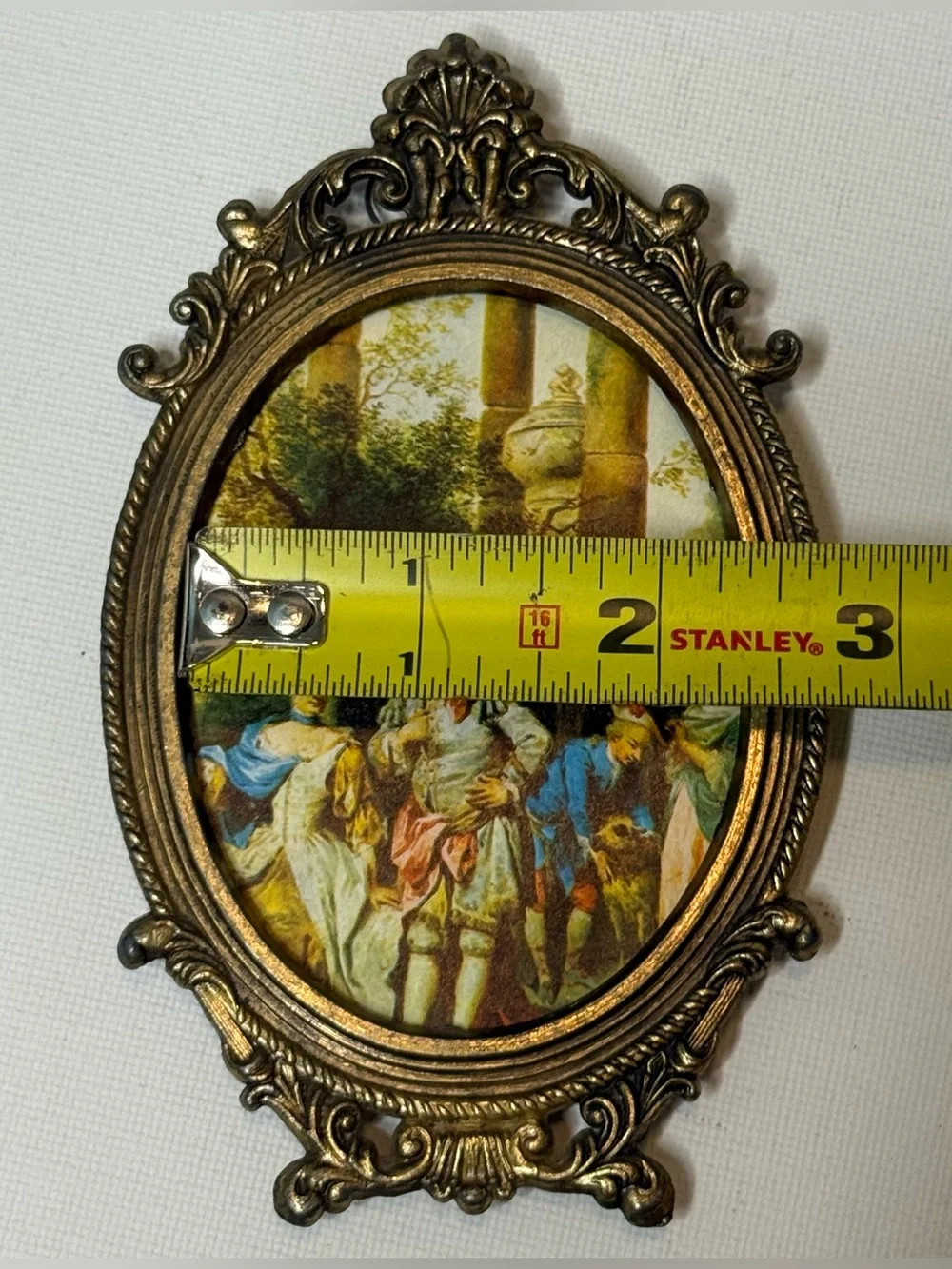 Set of Vintage Ornate Oval Antique Brass Rococo Picture Frames 5x3 Made In Italy